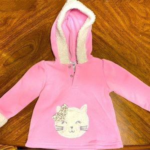 Zak & Zoey Infant's 6-9 Month Hoodie Plush Fleece Pink W/ Kitty
